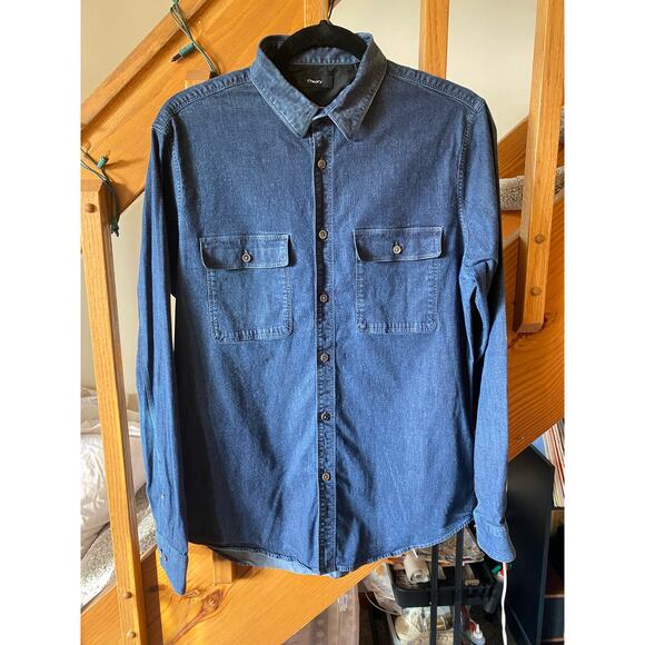 Theory Barham C Turini blue Button Down Shirt Slim Fit - Picture 2 of 5